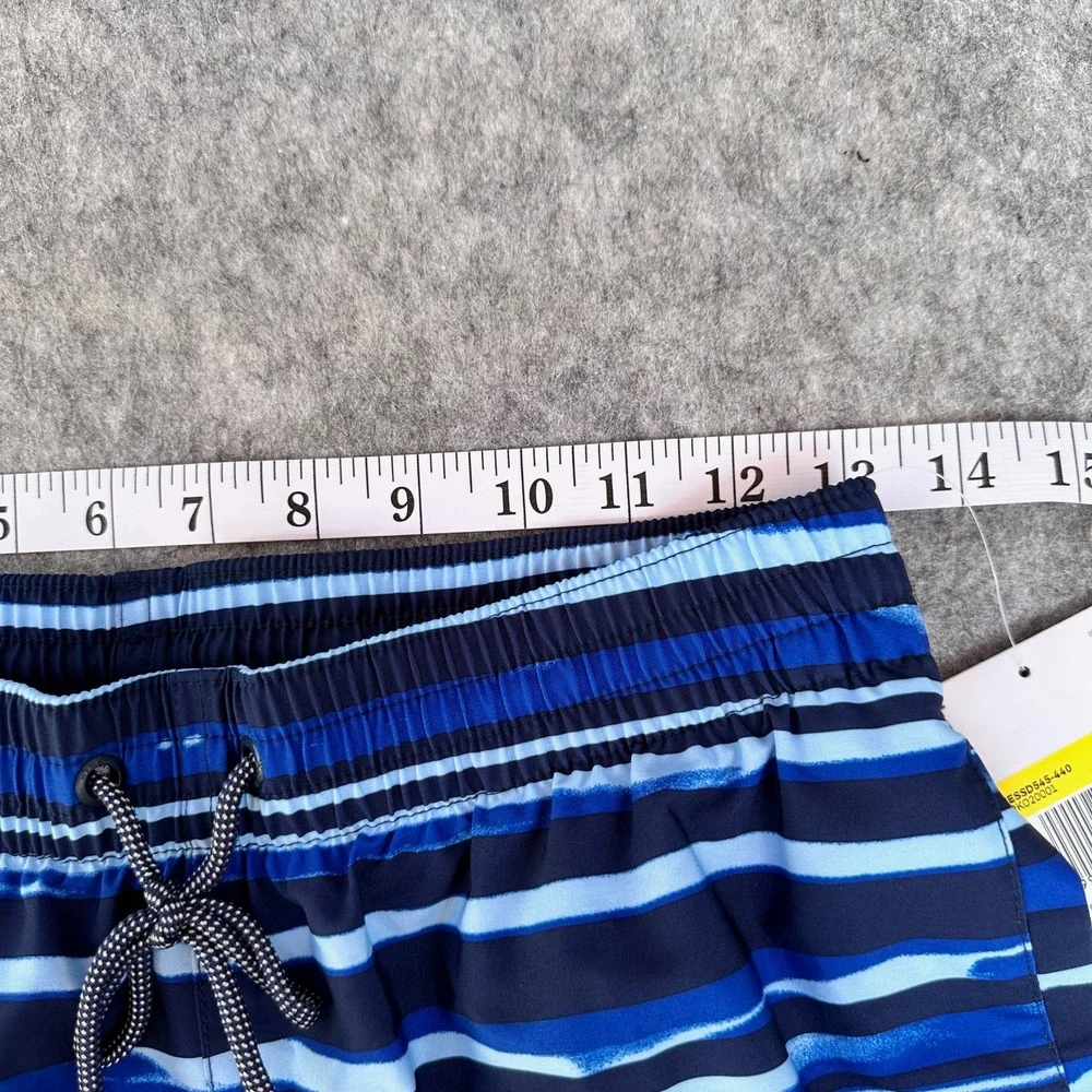 Nike Swim Mens Blue Striped 9 Inch Inseam Board Shorts NESSD545-440 Size S NEW